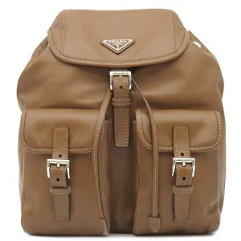 Prada Shoulder Bag Triangle Hobo Leather Brown